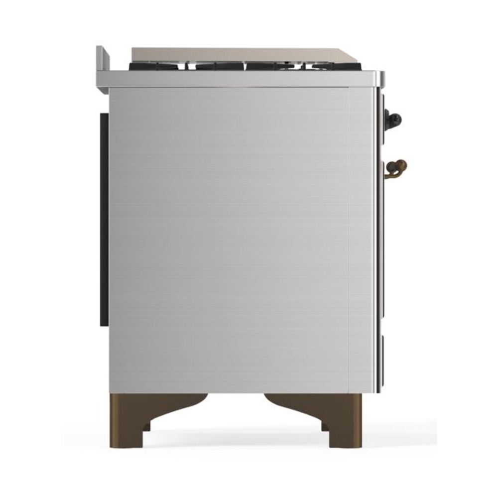 ILVE UM12F Majestic II 48 inch Dual Fuel Range with 8 Black Brass Burners, Griddle