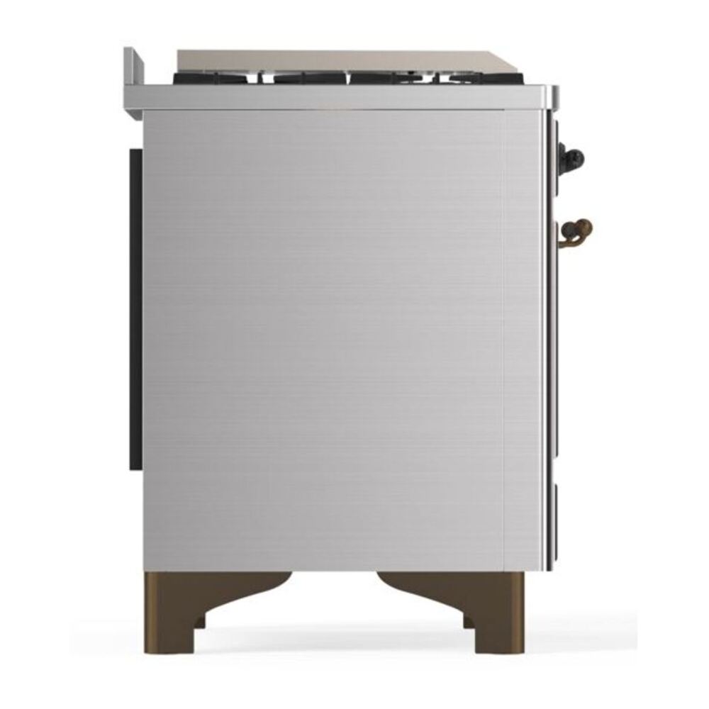 ILVE UM12FDQNS3SSBLP Majestic II 48 inch Dual Fuel Range with 8 Black Brass Burners, Griddle (Liquid Propane, Solid Door, Stainless Steel, Burnished) 11 ILVE UM12F Majestic II 48 inch Dual Fuel Range with 8 Black Brass Burners, Griddle
