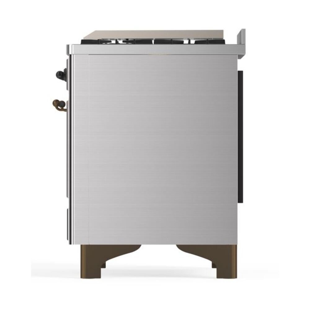 ILVE UM12F Majestic II 48 inch Dual Fuel Range with 8 Black Brass Burners, Griddle