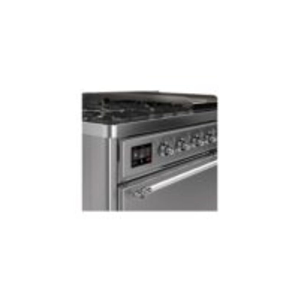 ILVE UM12F Majestic II 48 inch Dual Fuel Range with 8 Black Brass Burners, Griddle