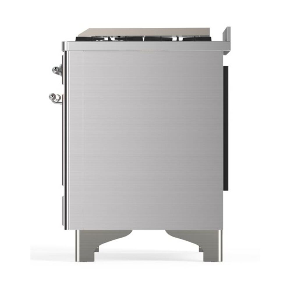 ILVE UM12F Majestic II 48 inch Dual Fuel Range with 8 Black Brass Burners, Griddle