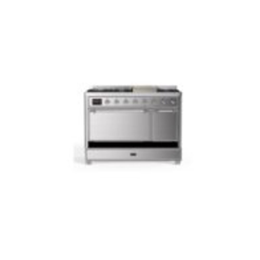 ILVE UM12F Majestic II 48 inch Dual Fuel Range with 8 Black Brass Burners, Griddle