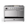 ILVE UM12F Majestic II 48 inch Dual Fuel Range with 8 Black Brass Burners, Griddle