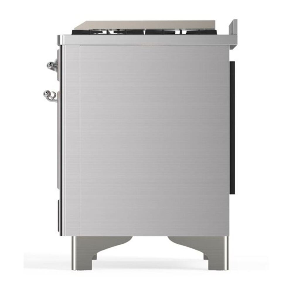 ILVE UM12FDQNS3SSC Majestic II 48 inch Dual Fuel Range with 8 Black Brass Burners, Griddle (Natural Gas, Solid Door, Stainless Steel, Chrome) 11 ILVE UM12F Majestic II 48 inch Dual Fuel Range with 8 Black Brass Burners, Griddle