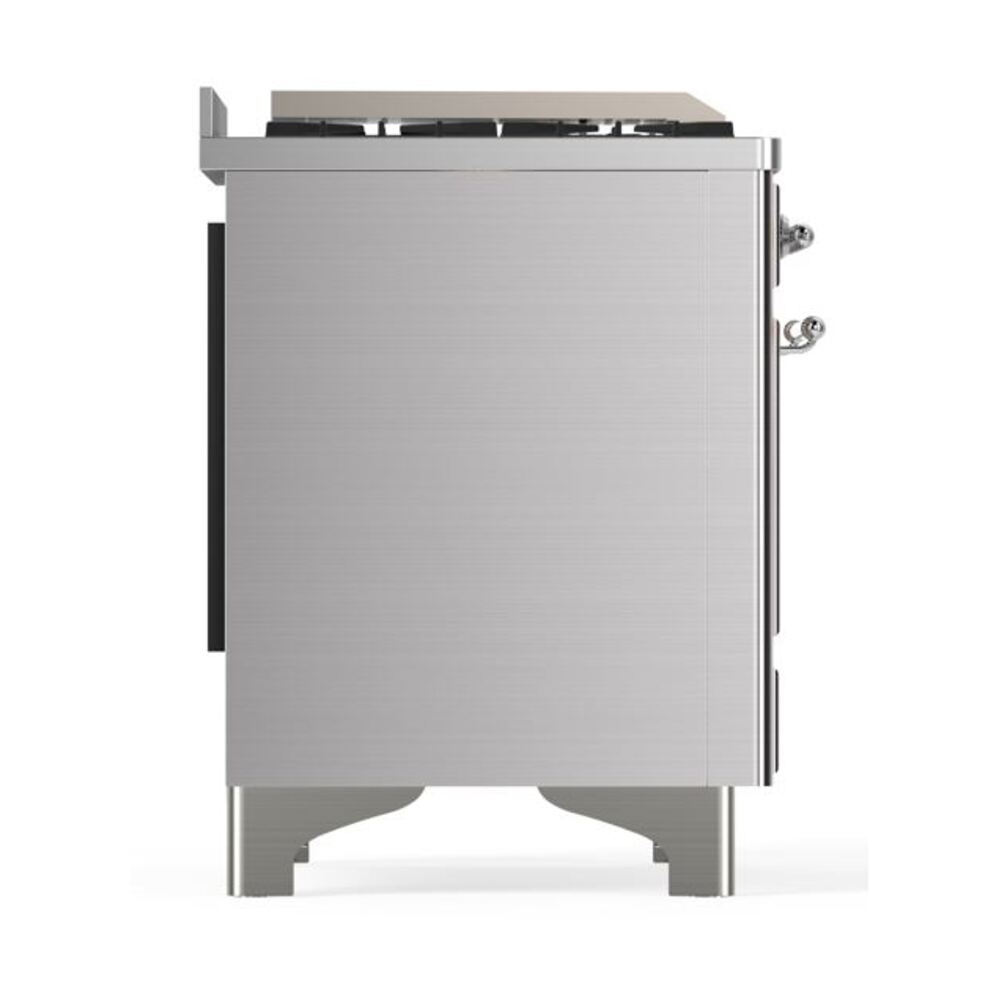 ILVE UM12F Majestic II 48 inch Dual Fuel Range with 8 Black Brass Burners, Griddle