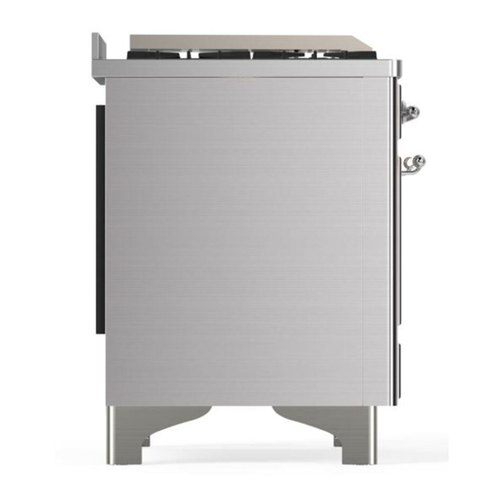 ILVE UM12FDQNS3SSC Majestic II 48 inch Dual Fuel Range with 8 Black Brass Burners, Griddle (Natural Gas, Solid Door, Stainless Steel, Chrome) 10 ILVE UM12F Majestic II 48 inch Dual Fuel Range with 8 Black Brass Burners, Griddle