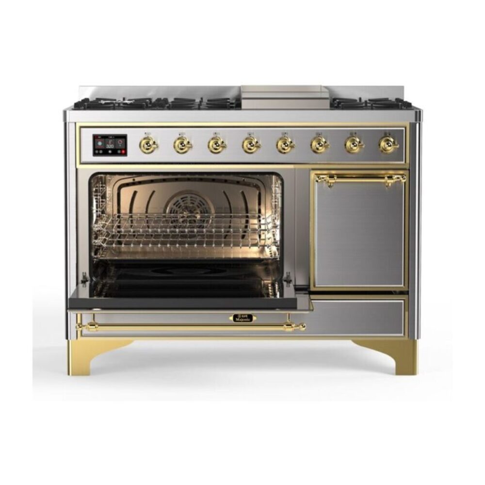 ILVE_UM12FDQNS3SSGLP_Majestic_II_48"_Dual_Fuel_Range_Left_Angle