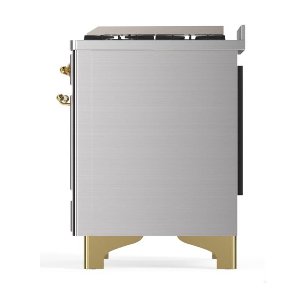 ILVE UM12F Majestic II 48 inch Dual Fuel Range with 8 Black Brass Burners, Griddle