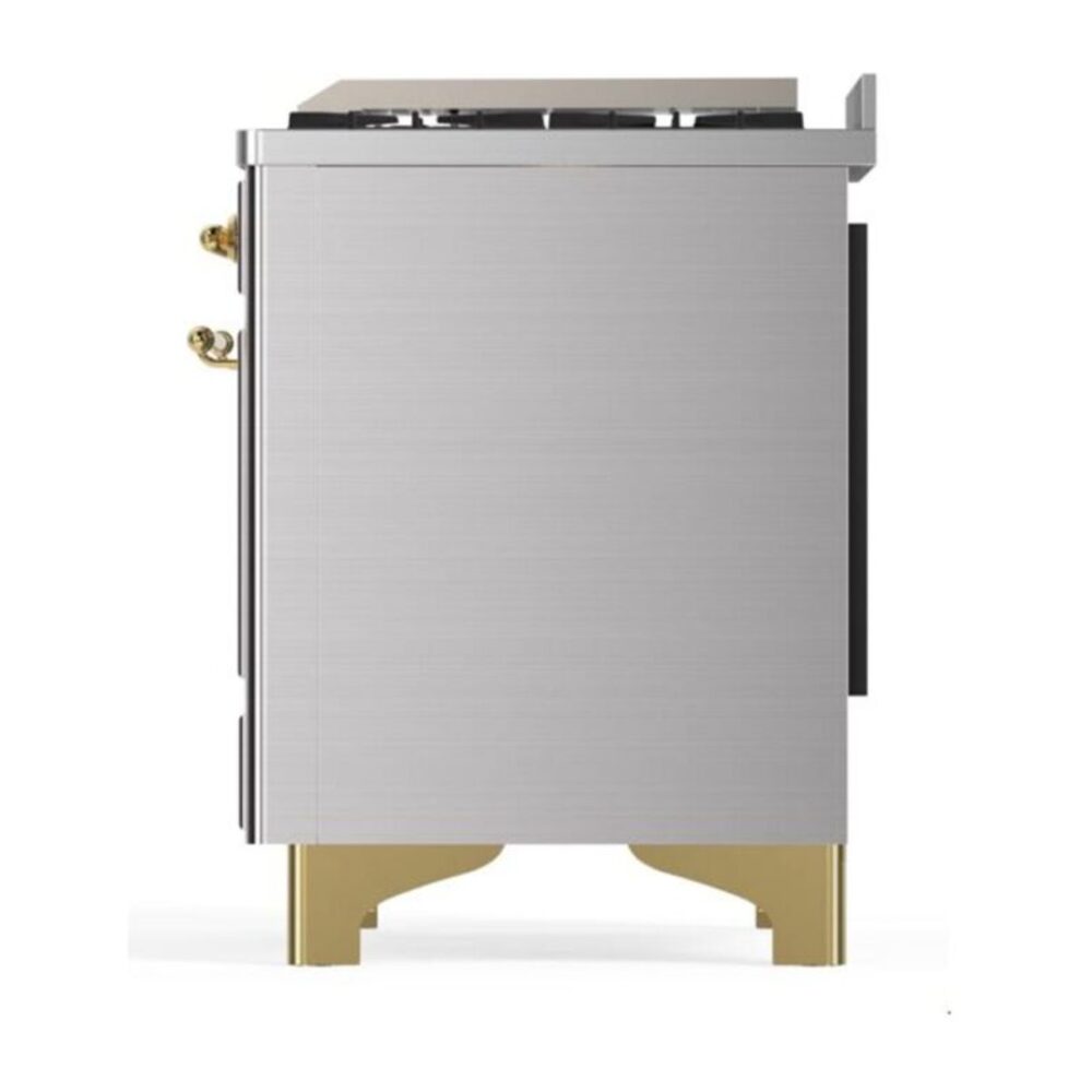 ILVE UM12F Majestic II 48 inch Dual Fuel Range with 8 Black Brass Burners, Griddle