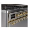 ILVE UM12F Majestic II 48 inch Dual Fuel Range with 8 Black Brass Burners, Griddle