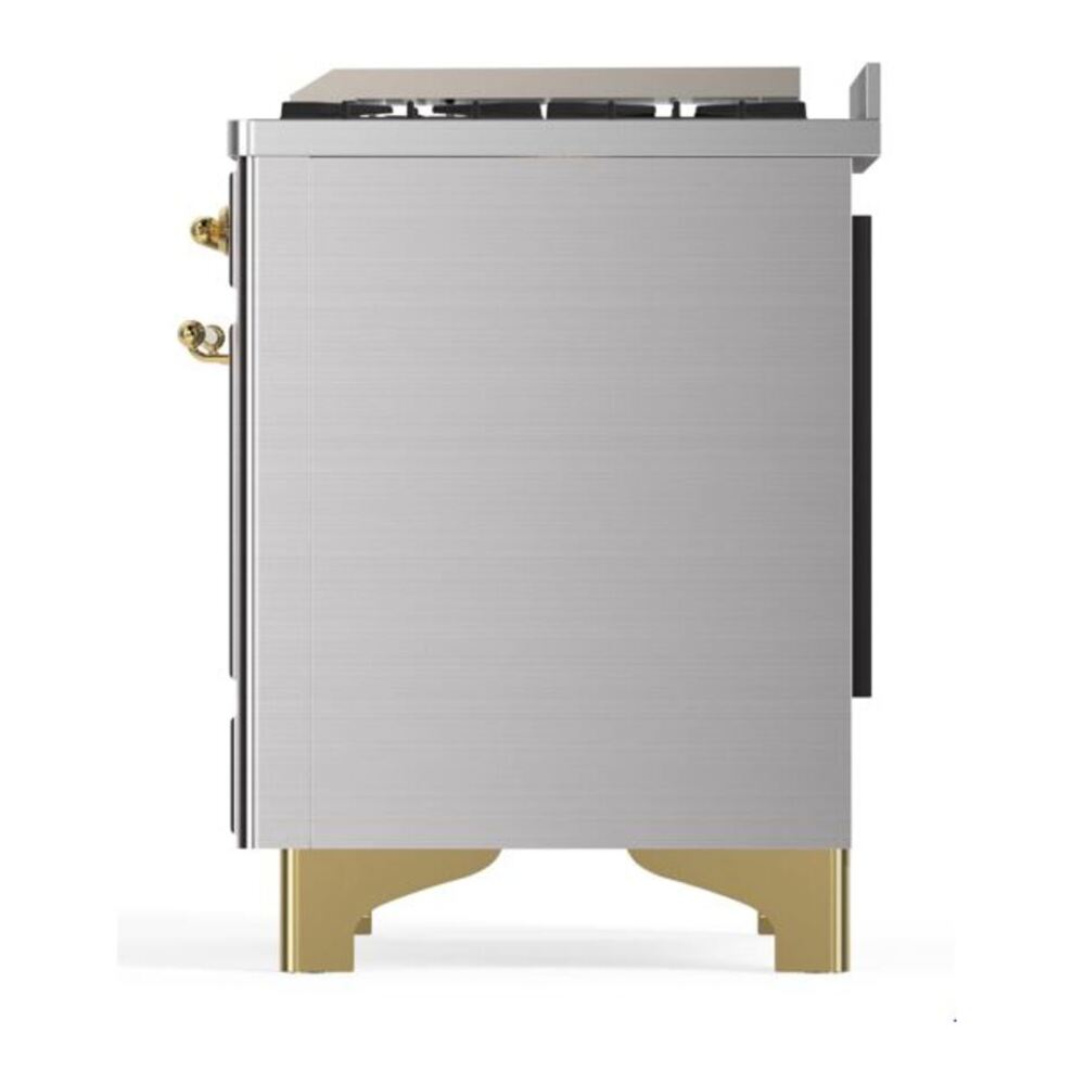 ILVE UM12FDQNS3SSG Majestic II 48 inch Dual Fuel Range with 8 Black Brass Burners, Griddle (Natural Gas, Solid Door, Stainless Steel, Brass) 10 ILVE UM12F Majestic II 48 inch Dual Fuel Range with 8 Black Brass Burners, Griddle