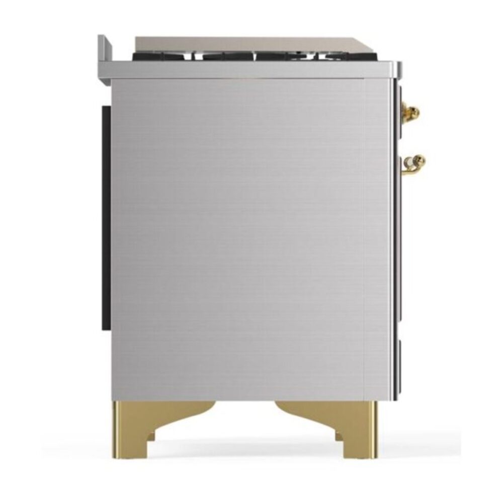 ILVE UM12F Majestic II 48 inch Dual Fuel Range with 8 Black Brass Burners, Griddle