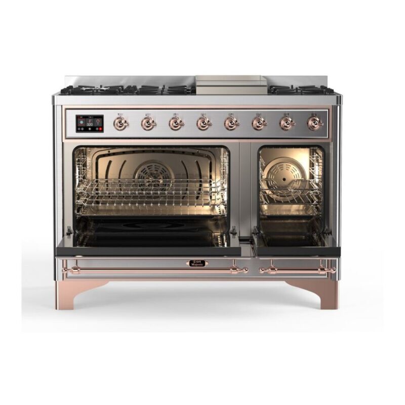 ILVE_UM12FDQNS3SSPLP_Majestic_II_48"_Dual_Fuel_Range_Top_Angle