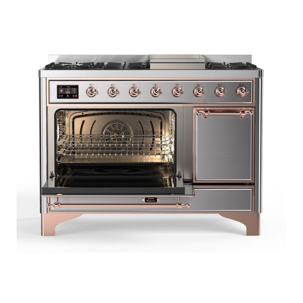 ILVE_UM12FDQNS3SSPLP_Majestic_II_48"_Dual_Fuel_Range_Left_Angle