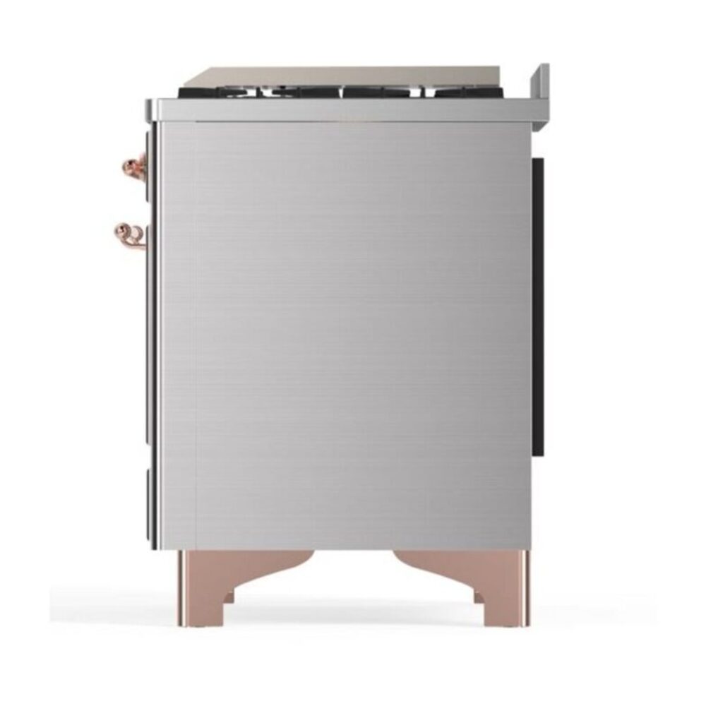 ILVE UM12F Majestic II 48 inch Dual Fuel Range with 8 Black Brass Burners, Griddle