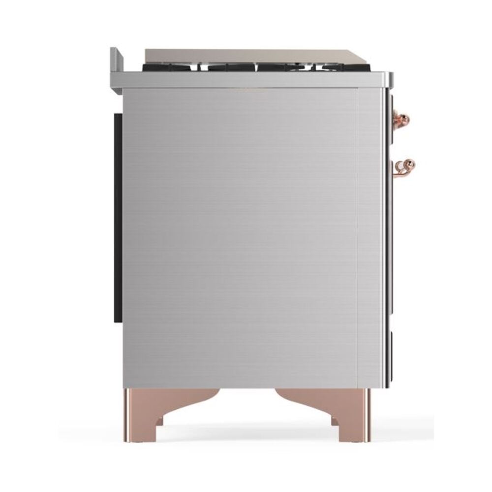 ILVE UM12F Majestic II 48 inch Dual Fuel Range with 8 Black Brass Burners, Griddle