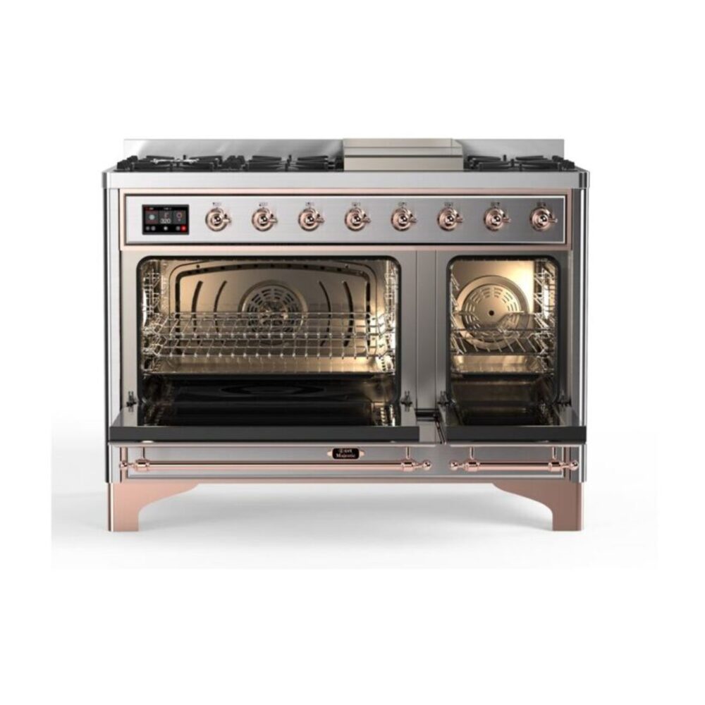 ILVE_UM12FDQNS3SSP_Majestic_II_48"_Dual_Fuel_Range_Top_Angle
