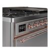 ILVE UM12F Majestic II 48 inch Dual Fuel Range with 8 Black Brass Burners, Griddle