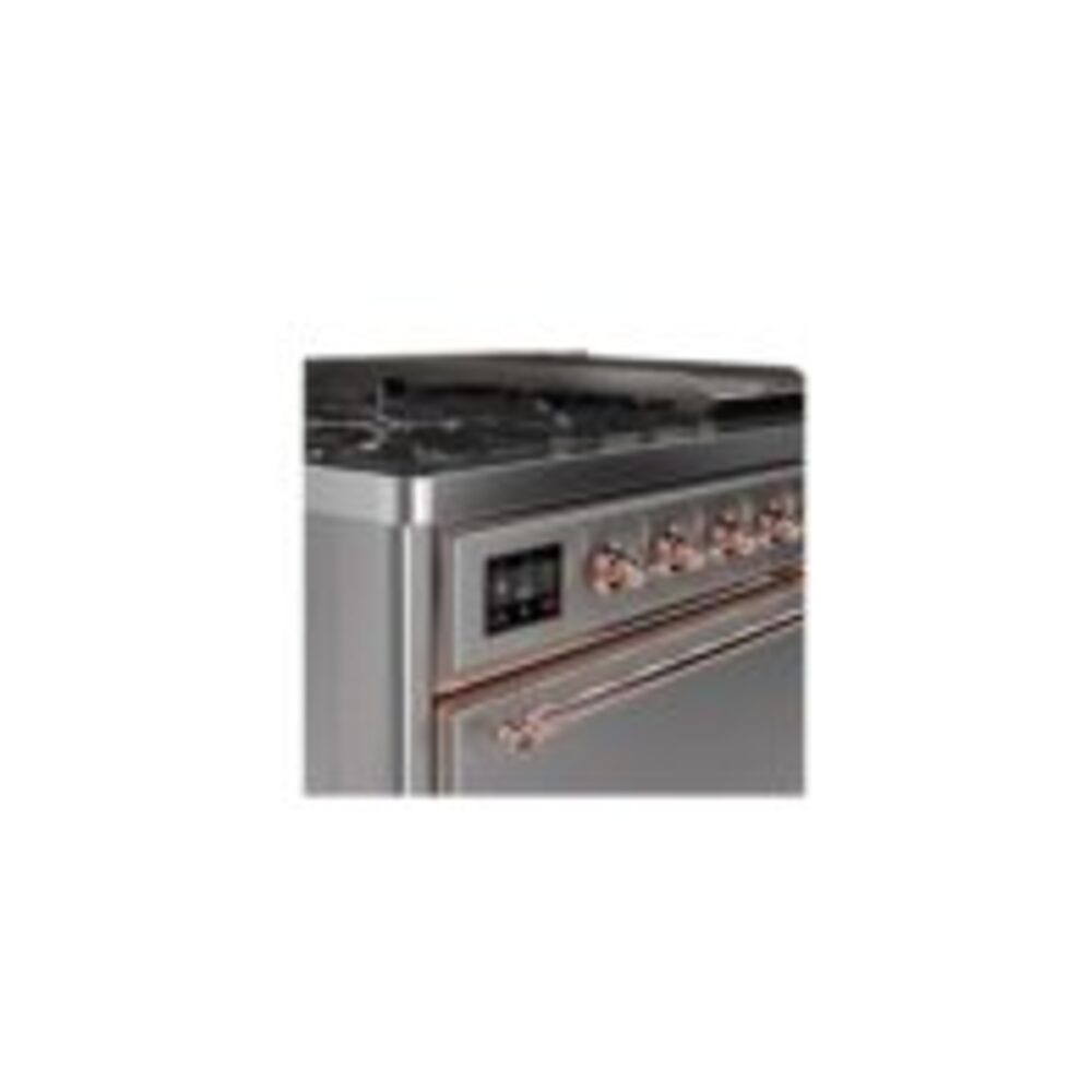 ILVE UM12F Majestic II 48 inch Dual Fuel Range with 8 Black Brass Burners, Griddle