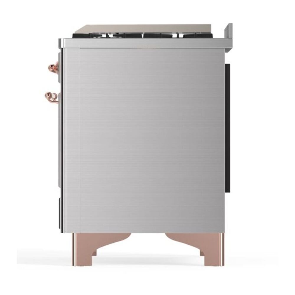 ILVE UM12FDQNS3SSP Majestic II 48 inch Dual Fuel Range with 8 Black Brass Burners, Griddle (Natural Gas, Solid Door, Stainless Steel, Copper) 10 ILVE UM12F Majestic II 48 inch Dual Fuel Range with 8 Black Brass Burners, Griddle