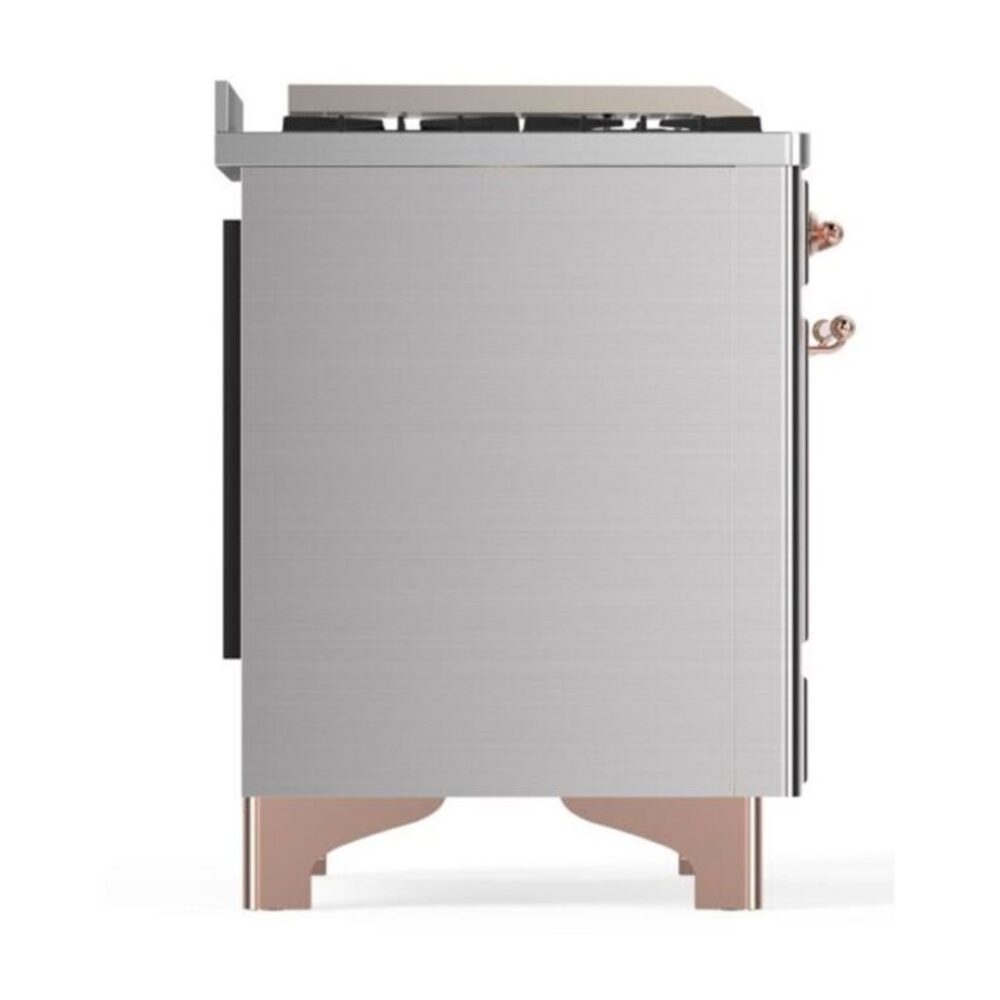 ILVE UM12F Majestic II 48 inch Dual Fuel Range with 8 Black Brass Burners, Griddle