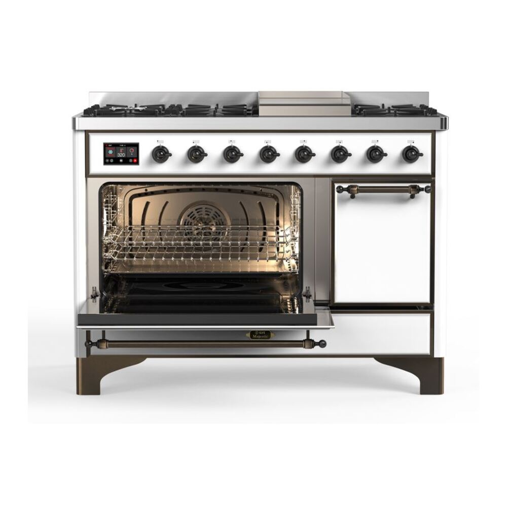 ILVE_UM12FDQNS3WHBLP_Majestic_II_48"_Dual_Fuel_Range_Left_Angle