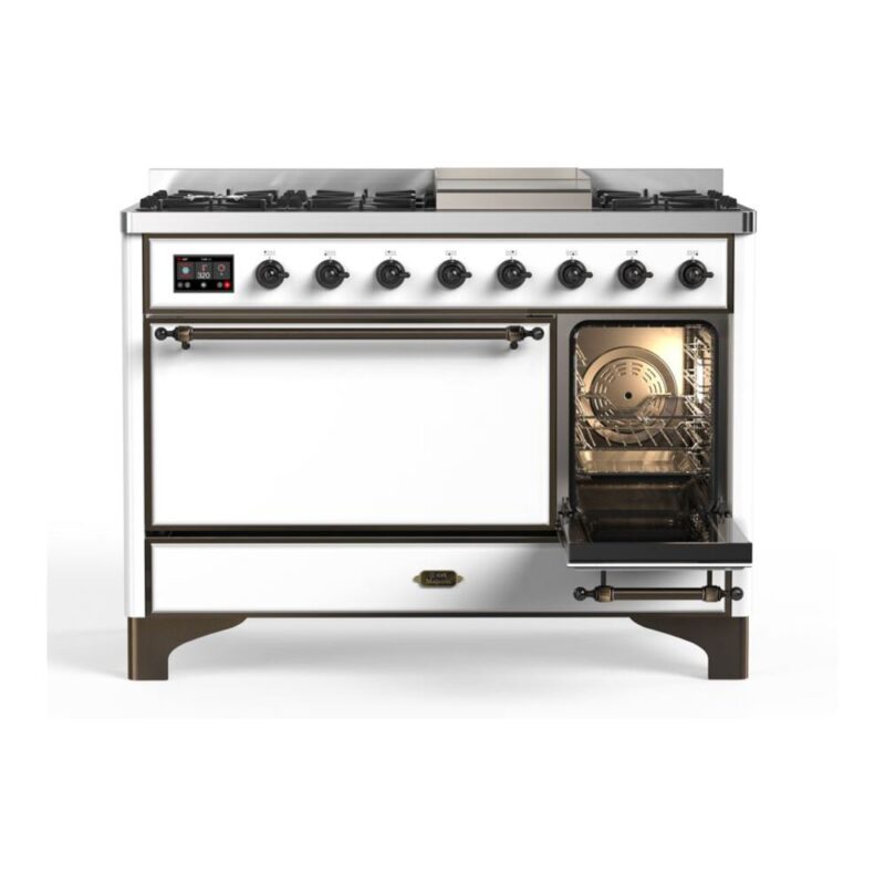 ILVE_UM12FDQNS3WHBLP_Majestic_II_48"_Dual_Fuel_Range_Right_Angle