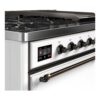 ILVE UM12F Majestic II 48 inch Dual Fuel Range with 8 Black Brass Burners, Griddle