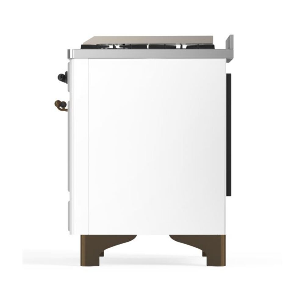 ILVE UM12F Majestic II 48 inch Dual Fuel Range with 8 Black Brass Burners, Griddle