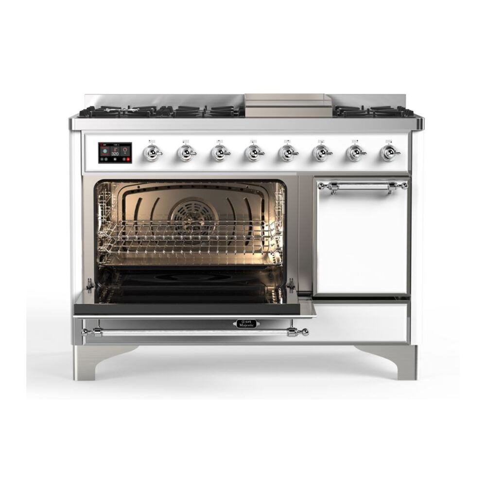 ILVE_UM12FDQNS3WHCLP_Majestic_II_48"_Dual_Fuel_Range_Left_Angle