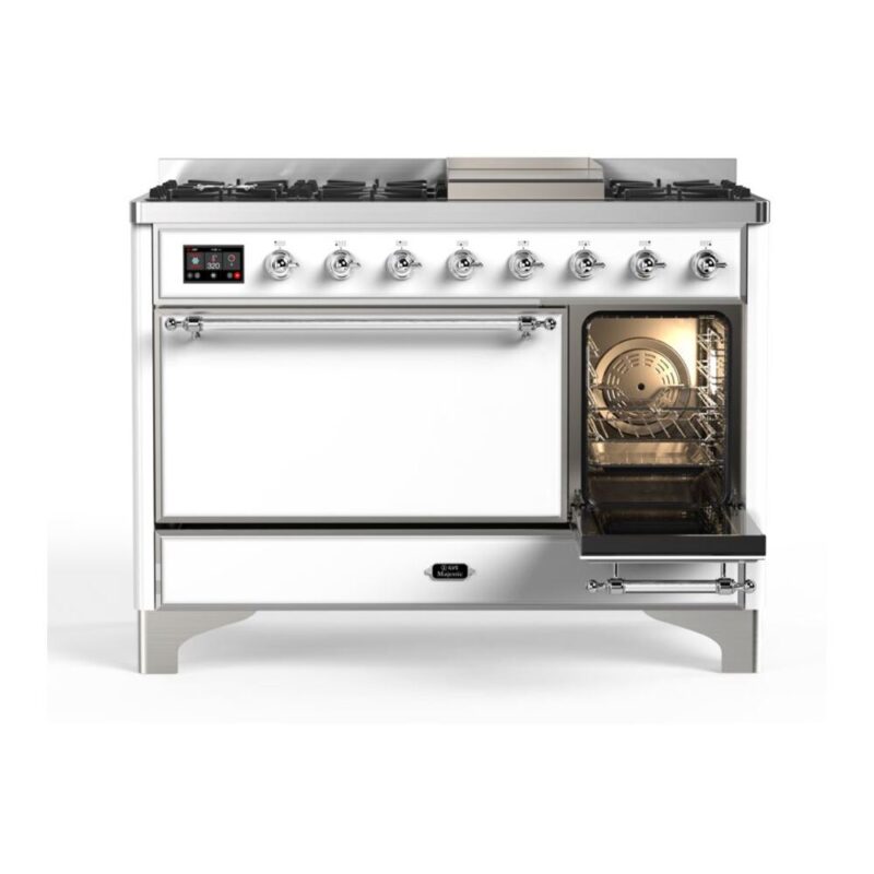 ILVE_UM12FDQNS3WHCLP_Majestic_II_48"_Dual_Fuel_Range_Right_Angle