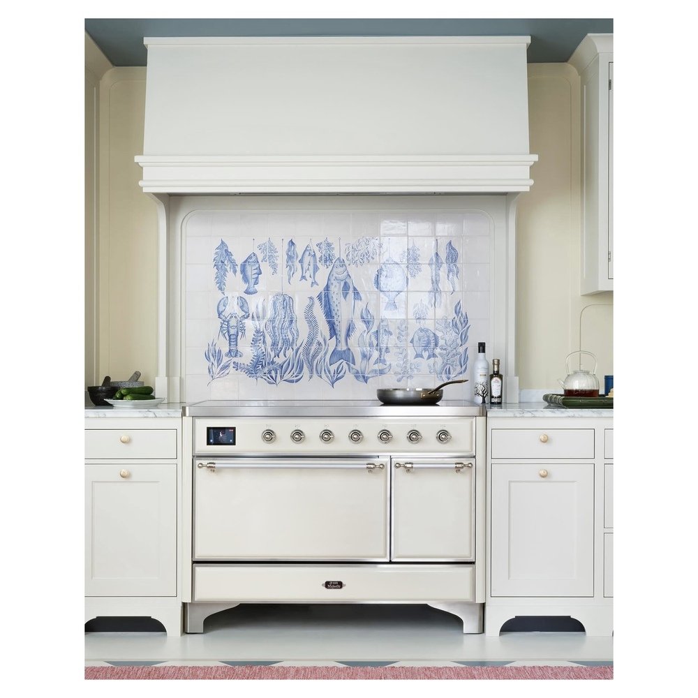 ILVE UM12F Majestic II 48 inch Dual Fuel Range with 8 Black Brass Burners, Griddle