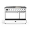 ILVE UM12F Majestic II 48 inch Dual Fuel Range with 8 Black Brass Burners, Griddle