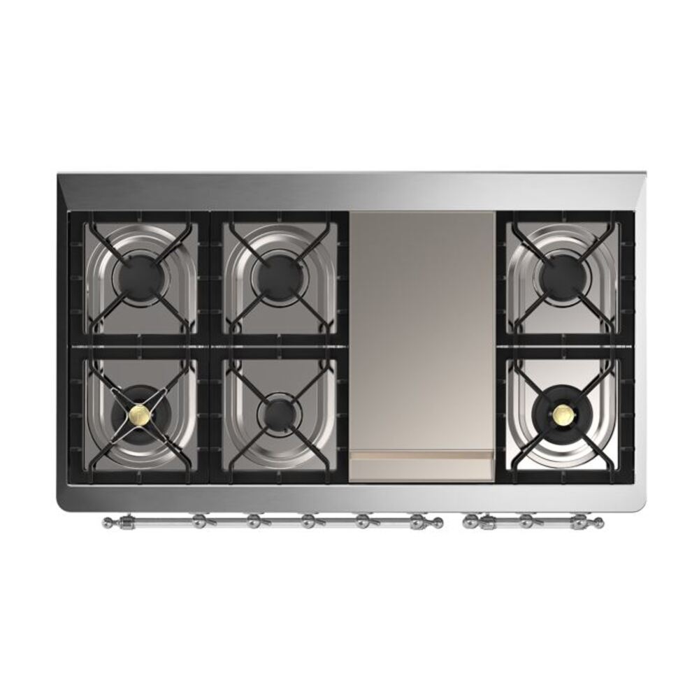 ILVE UM12F Majestic II 48 inch Dual Fuel Range with 8 Burners, Griddle