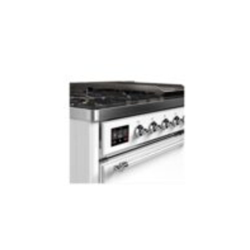ILVE UM12F Majestic II 48 inch Dual Fuel Range with 8 Black Brass Burners, Griddle
