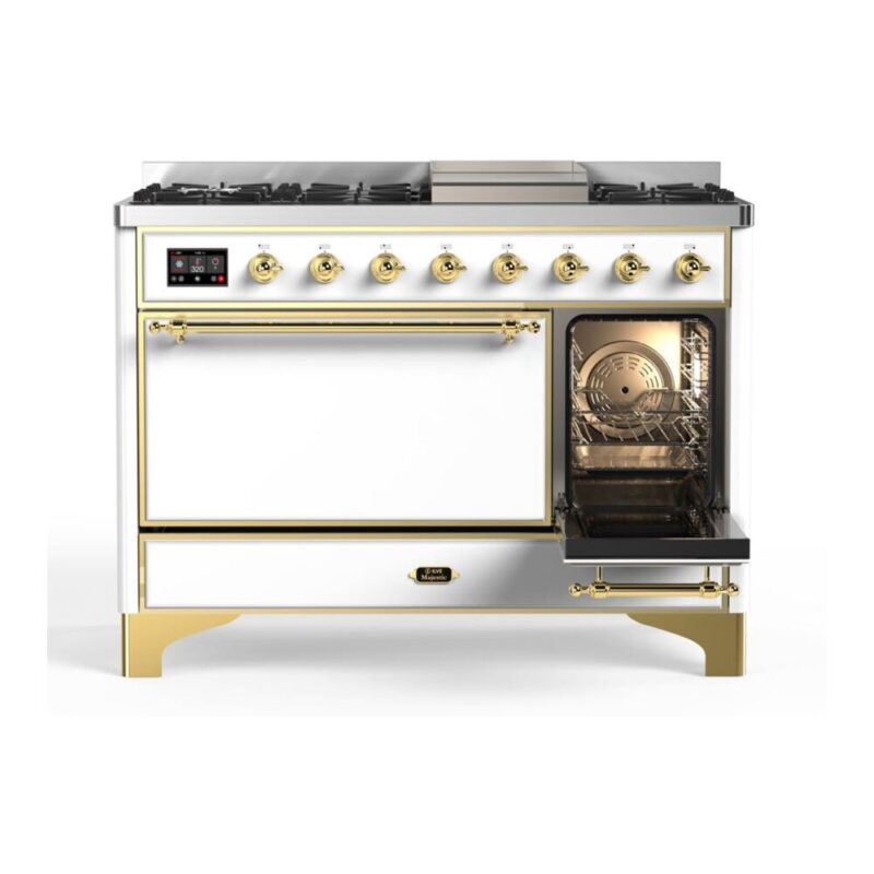 ILVE_UM12FDQNS3WHGLP_Majestic_II_48"_Dual_Fuel_Range_Left_Angle