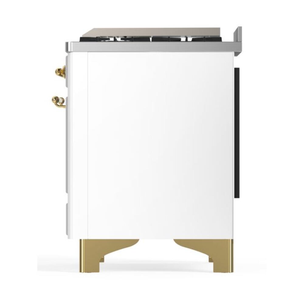 ILVE UM12F Majestic II 48 inch Dual Fuel Range with 8 Black Brass Burners, Griddle