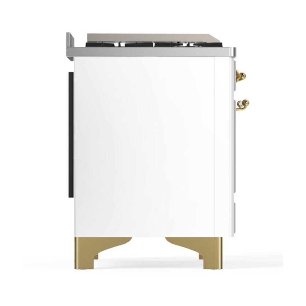 ILVE UM12F Majestic II 48 inch Dual Fuel Range with 8 Black Brass Burners, Griddle