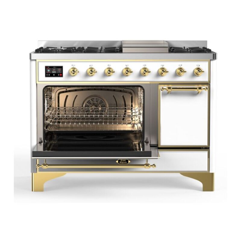 ILVE_UM12FDQNS3WHPLP_Majestic_II_48"_Dual_Fuel_Range_Left_Angle