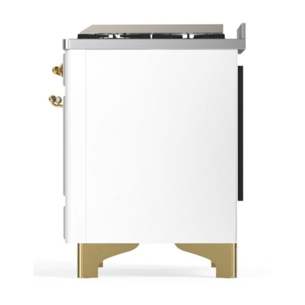 ILVE UM12F Majestic II 48 inch Dual Fuel Range with 8 Black Brass Burners, Griddle