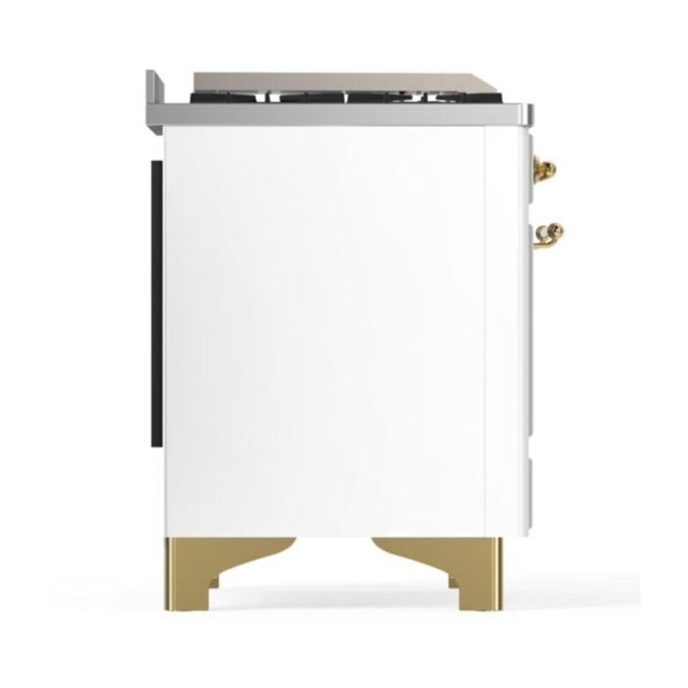 ILVE UM12F Majestic II 48 inch Dual Fuel Range with 8 Black Brass Burners, Griddle