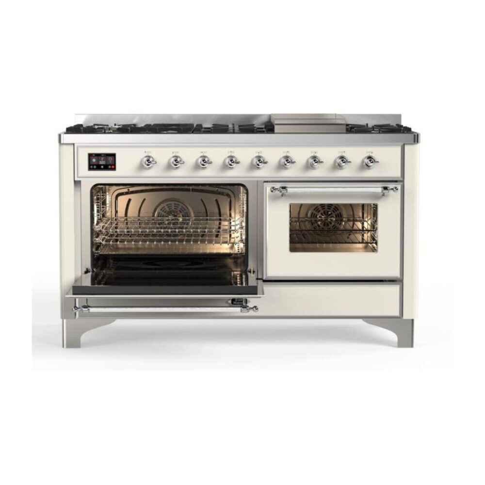 ILVE_UM15FDNS3AWCLP_Majestic_II_60"_Dual_Fuel_Range_main-oven-door-opened