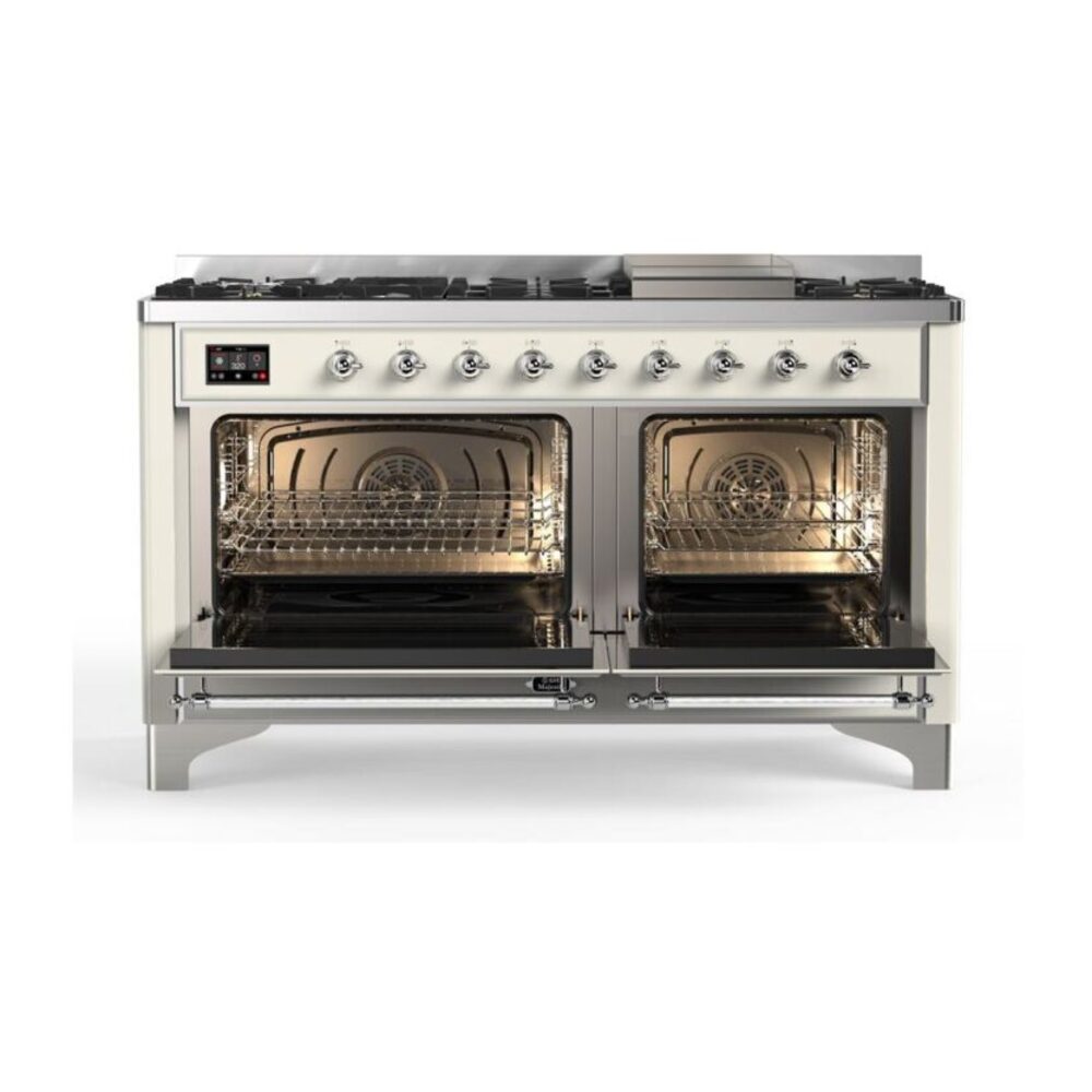 ILVE_UM15FDNS3AWC_Majestic_II_60"_Dual_Fuel_Range_doors_opened