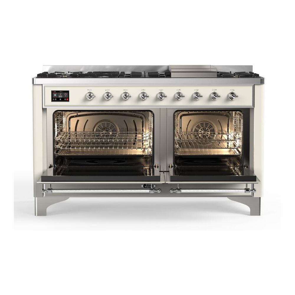 ILVE_UM15FDNS3AWC_Majestic_II_60"_Dual_Fuel_Range_doors_opened