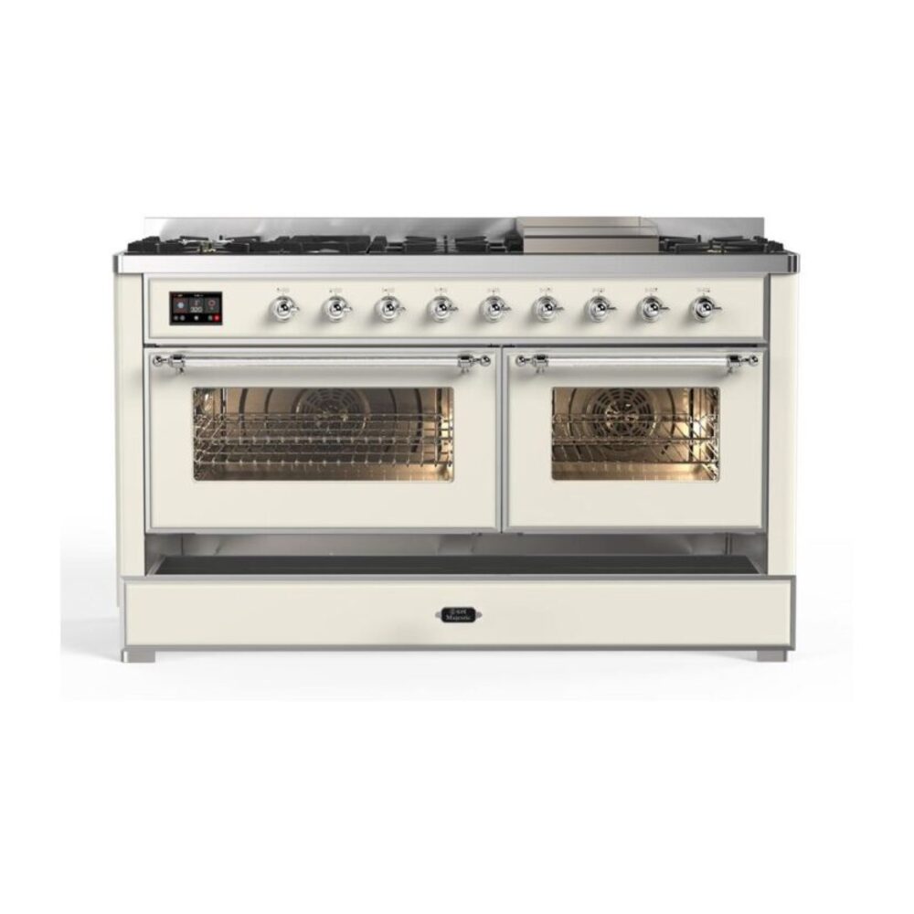 ILVE_UM15FDNS3AWC_Majestic_II_60"_Dual_Fuel_Range_drawer-opened