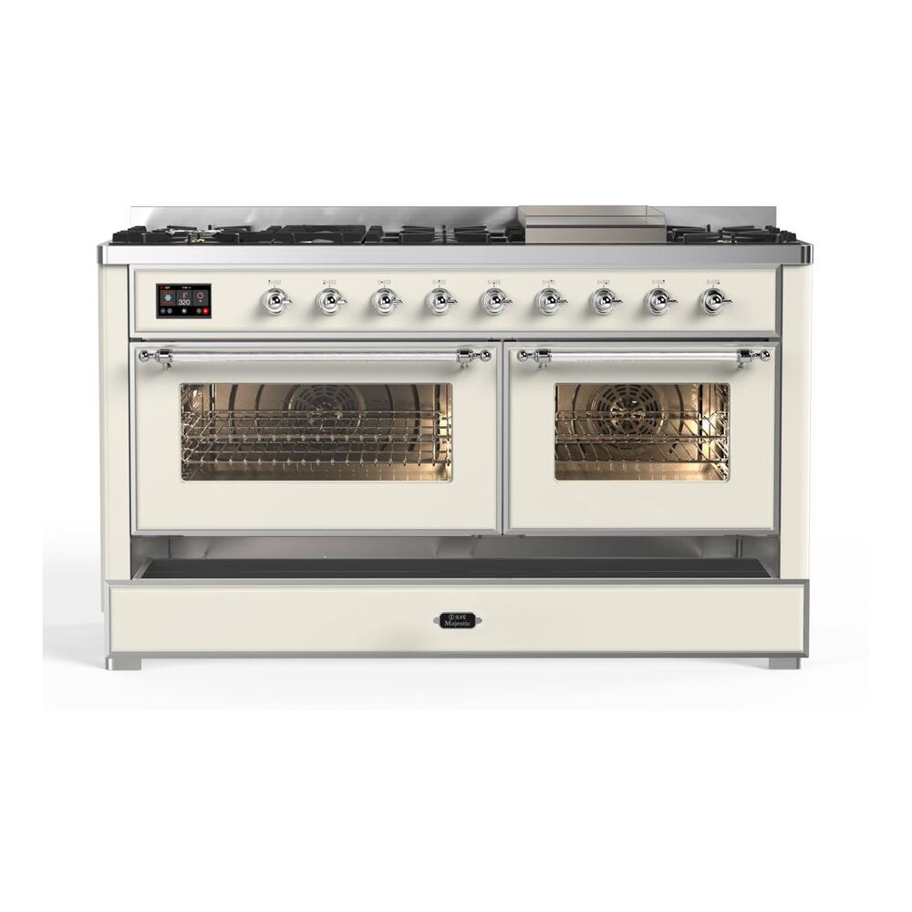 ILVE_UM15FDNS3AWC_Majestic_II_60"_Dual_Fuel_Range_drawer-opened