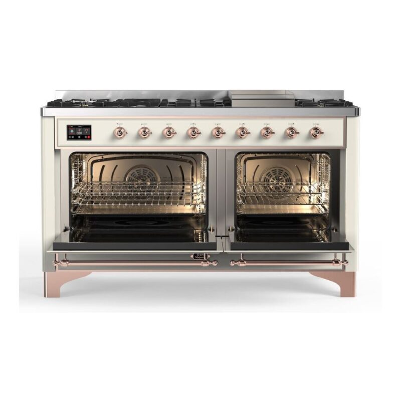 ILVE_UM15FDNS3AWPLP_Majestic_II_60"_Dual_Fuel_Range_oven-doors-opened