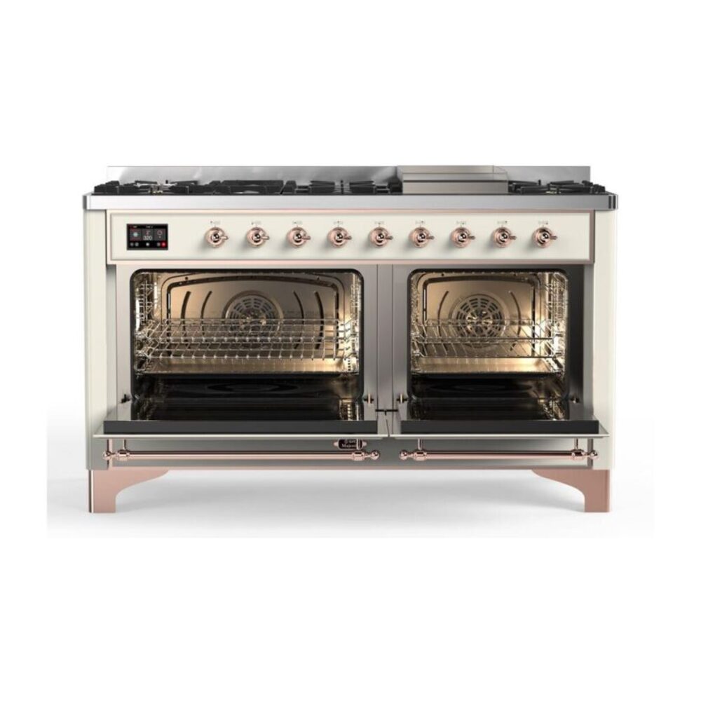 ILVE_UM15FDNS3AWP_Majestic_II_60"_Dual_Fuel_Range_doors-opened