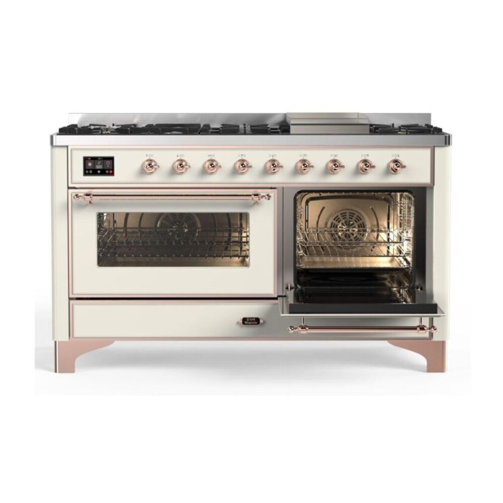 ILVE_UM15FDNS3AWP_Majestic_II_60"_Dual_Fuel_Range_side-oven-door-opened