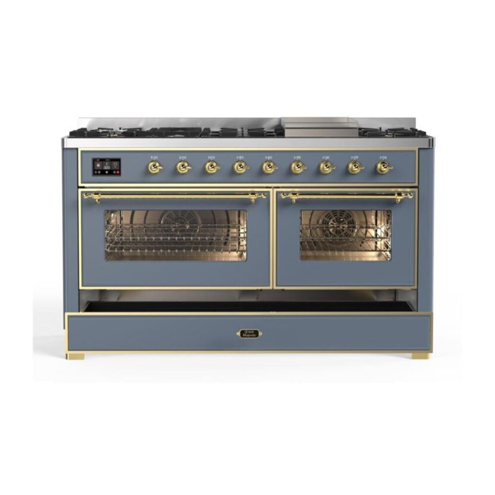 ILVE_UM15FDNS3BGGLP_Majestic_II_60"_Dual_Fuel_Range_drawer_opened